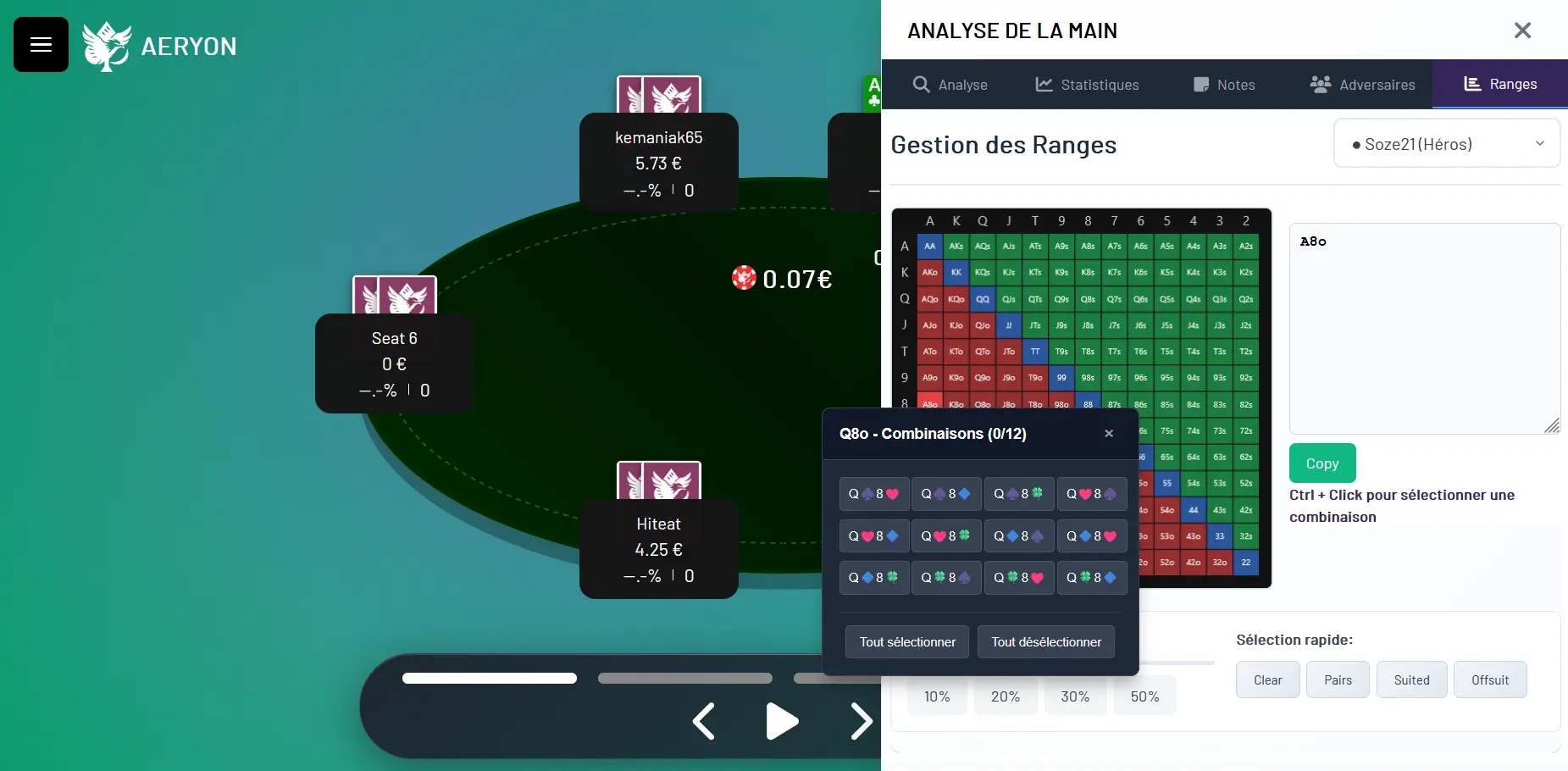 Combinaisons exactes